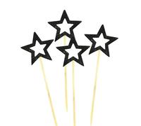 HugeDE 100 Pcs Star Cupcake Picks Glitter Star Cupcake Toppers Mini Star Cake Toppers Star Food Picks Wedding Cake Picks Black