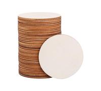 HugeDE 100 Pcs Unfinished Round Wooden Discs Circle Blank Wood Slices Wooden Cut Outs Wood Cutouts Mini Craft Wood Boards for Painting Decoration 5cm