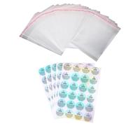 HugeDE 100 Pcs Wax Melt Packaging Bags Self Adhesive Packaging Wrappers Plastic Clear Cellophane Bags with 120 Pcs Candle Warning Labels Stickers