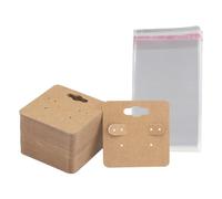 HugeDE 100Pcs 6 Holes Earring Cards Small Hanging Earring Display Cards Jewelry Earring Packaging Cards Earring Cardboard Holders with 100 Pcs Self Sealing Bags Kraft
