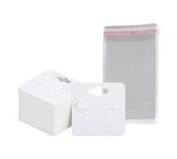 HugeDE 100Pcs 6 Holes Earring Cards Small Hanging Earring Display Cards Jewelry Earring Packaging Cards Earring Cardboard Holders with 100 Pcs Self Sealing Bags White