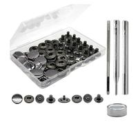 HugeDE 12 Sets 15mm Metal Snap Buttons Press Studs Heavy Duty Leather Snap Fasteners Leather Craft Rivets Snaps with 4 Pcs Installation Tools for Clothes Bags Gun Black