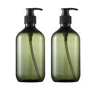 HugeDE 2 Pcs 500ml Plastic Pump Bottle Empty Refillable Lotion Bottles Shampoo Dispenser Container Large Capacity Liquid Soap Bottles for Bath Green