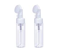 HugeDE 2 Pcs Empty Clear Plastic Foam Dispenser Bottle Refillable Foaming Bottles Soap Dispenser Pump Bottles with Gel Head Wash Brush for Cleaning Travel Shampoo 200ml