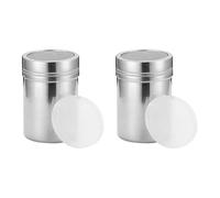 HugeDE 2 Pcs Stainless Steel Icing Sugar Shakers Kitchen Flour Salt Shaker Coffee Powder Sifter Fine Mesh Pepper Shaker Portable Sugar Powder Shakers with Lid for Cocoa Chocolate