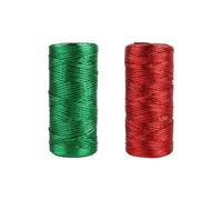 HugeDE 2 Rolls 100m Christmas Metallic Threads Jewelry Thread Strings Craft Making Twines Present Wrapping Cords Ornament Hanging Ropes Red Green