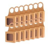 HugeDE 20 Pcs Foldable Wine Bottle Boxes with Window Kraft Paper Wine Bottle Boxes Hanging Gift Boxes Empty Bottle Hanger Favor Box for Champagne Chocolate Cookie Boxes Brown