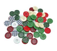 HugeDE 200 Pcs 20mm Christmas Wooden Buttons Buffalo Plaid Buttons Small Xmas Buttons Round Wood Buttons 4 Hole Sewing Buttons Decorative Craft Buttons Cute Clothes Buttons