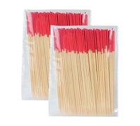 HugeDE 200 Pcs 4.7 Inch Wooden Round Toothpicks Appetizer Food Sticks Drinks Fruit Cocktail Picks Sandwich Charcuterie Skewers Dessert Barbecue Toothpicks for Cake Snacks Red
