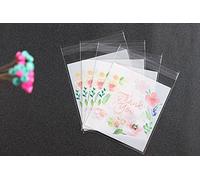 HugeDE 200 Pcs Rose Thank You Adhesive Treat Bags Self Sealing OPP Plastic Bags for Bakery Cookies 10x10cm