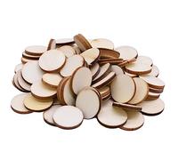HugeDE 200 Pcs Unfinished Wood Slices - Round Wood Pieces - Small Wooden Circles - Diameter 2.5 cm