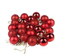 HugeDE 24 Pcs 30mm Christmas Ball Baubles Ornaments Xmas Tree Hanging Balls Decoration for Wedding Party Decoration Red