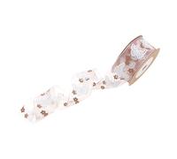 HugeDE 25mm 5m Butterfly Printed Ribbon Patterned Ribbon Roll Wide Organza Sheer Ribbon Wired Edge Ribbon Decorative Craft Ribbon Pink