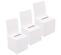 HugeDE 3 Pcs Donation Collection Boxes Charity Money Boxes Raffle Ticket Boxes Cardboard Ballot Boxes White Suggestion Boxes with Slot for Collecting Voting
