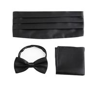 HugeDE 3 Pcs Men's Formal Satin Bowtie Adjustable Cummerbund Breast Pocket Handkerchief Pretied Bow Tie for Wedding Special Occassions