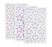 HugeDE 3 Sheets Star Heart Rhinestone Stickers Self Adhesive Rhinestones Small Stick on Gemstones Makeup Face Gems Bling Jewels Stickers Body Crystal Jewels Sparkle Hair Gems for Decoration