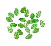 HugeDE 30 Pcs Leaf Shaped Loose Beads Glass Leaves Beads Leaf Charm Pendants Green Plant Beads Small Spacer Beads Cute Dangle Beads Mini Craft Bracelet Beads for Decoration