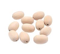 HugeDE 30 Pcs Oval Unfinished Natural Wood Beads Wooden Loose Beads Craft Beads with Hole for Craft Jewelry Making