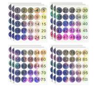 HugeDE 300 Pcs 20 mm 1 to 100 Round Number Labels Colorful Self Adhesive Number Sticker Decals Storage Organizing Stickers Dot Numbering Inventory Marking Numbering Stickers for Boxes Bins Toolbox