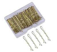 HugeDE 300 Pcs 3.5 cm Mini Bobby Pins Small Bun Hairpins Metal Hair Pins Small Hair Clips Non Slip Hair Bun Pins with Clear Box for Kids Golden