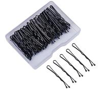 HugeDE 300 Pcs 3.5 cm Mini Bobby Pins Small Bun Hairpins Metal Hair Pins Small Hair Clips Non Slip Hair Bun Pins with Clear Box for Kids Black