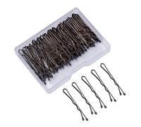 HugeDE 300 Pcs 3.5 cm Mini Bobby Pins Small Bun Hairpins Metal Hair Pins Small Hair Clips Non Slip Hair Bun Pins with Clear Box for Kids Coffee