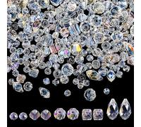 HugeDE 300 Pcs 4/6/8mm Faceted Glass Beads Assorted Sizes Beads Teardrop Crystal Beads Loose Jewelry Beads Small Sparkle Spacer Beads Cute Craft Beads for Bracelet Making Clear