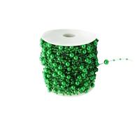 HugeDE 30m Christmas Pearl Beads Garland & Strands - Faux Pearl, Plastic Bead Chains for Xmas Tree Decorations in Green