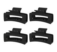 HugeDE 4 Pcs 10cm Plastic Hair Claw Clips Large Square Hair Jaw Clips Non Slip Hair Clamps Big Rectangle Matte Hair Clip Strong Hold Hair Barrettes Black