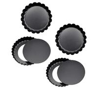HugeDE 4 Pcs 12cm Round Tart Tins Small Non Stick Quiche Pan Mini Dessert Baking Pans Cupcake Cake Muffin Mold Tin Pan with Removable Loose Bottom