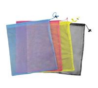 HugeDE 4 Pcs 35x40cm Colorful Mesh Bags Drawstring Storage Bags Mesh Stuff Sacks Golf Ball Bags Sports Net Bags with Cord Lock Closure for Gym Toys