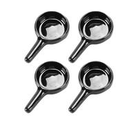 HugeDE 4 Pcs Ceramic Candle Spoons Candle Holder Trays Wax Candle Trays Tea Light Holders Tealight Wax Warmers for Essential Oil Burner Black