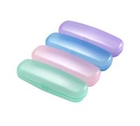 HugeDE 4 Pcs Clear Plastic Eyeglasses Cases Portable Transparent Sunglasses Box Glasses Protective Case Hard Shell Reading Glasses Case A