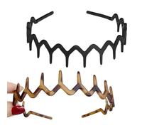 HugeDE 4 Pcs Plastic Zig Zag Headbands Wave Teeth Comb Headbands Non Slip Hairbands Decorative Wavy Hair Bands with Teeth Sharks for Women Girl