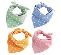 HugeDE 4 Pcs Polka Dot Dog Bandana Pet Triangle Bibs Scarf Adjustable Cat Dog Neckerchief Cute Square Dogs Kerchief Summer Puppy Bandanas for Dogs Cats Puppy