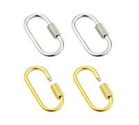 HugeDE 4 Pcs Stainless Steel Key Rings Oval Lock Key Clasps Screw Locking Keychains Metal Split Key Chain Lock Clasps Connector Fastener for Jewelry Making