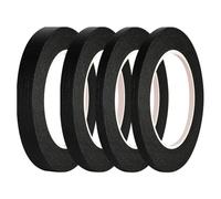 HugeDE 4 Rolls 5mm 8mm 12mm Masking Paper Tape Fine Line Tapes Adhesive Painter Tape Thin Colored Tape Automotive Masking Tape for DIY Car Black