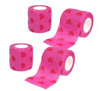 HugeDE 4 Rolls Non Woven Stretch Bandage Heart Shaped Bandages Elastic Cohesive Bandage Sports Wrap Bandages Athletic Adhesive Tape Tattoo Grip Cover for Wrist Ankle