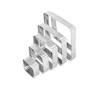 HugeDE 5 Pcs Stainless Steel Square Cookie Molds Cake Cookie Cutters Biscuit Cutter Baking Pastry Molds Rounded Edge Cutters Fondant Cutters Set
