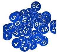HugeDE 50 Pcs 1 to 50 Plastic Number Tags Round Engraved Numbered Tags ID Number Keychain Tags Marking Identification Hang Tags for Hotel Mailbox Gym Dark Blue