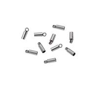 HugeDE 50 Pcs 2mm Stainless Steel Cord Ends Jewelry Making Caps Necklace Bracelet Rope Ends Tassel Barrel End Caps for DIY Craft