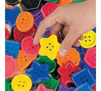 HugeDE 50 Pcs Bright Plastic Buttons - 4 Holes Colorful Cute Craft Assorted Sizes for Crochet Knitting