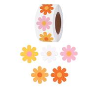 HugeDE 500 Pcs 3.8 cm Boho Daisy Stickers Self Adhesive Flower Decals Decorative Floral Stickers Gift Wrapping Sticker Scrapbooking Envelopes Labels Retro Sealing Sticker for Crafts