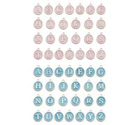 HugeDE 52 Pcs 12mm Metal Letter Charms Small Initial Charms A-Z Pendants Decorative Alphabet Charms Round Bracelet Making Charms Pink Blue