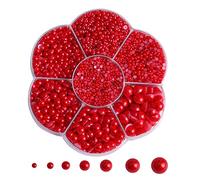 HugeDE 5645 Pcs Half Round Plastic Pearls Flat Back Craft Pearls Makeup Face Pearls Nail Art Decorative Pearls Faux Pearl Gems for Clothes Shoes Bags Red