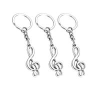 HugeDE 6 Pcs Musical Symbol Metal Key Rings Keyrings Keychains Keyfob Music Notes Charm Pendant for DIY