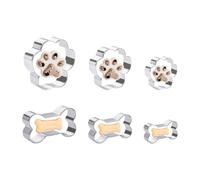 HugeDE 6 Pcs Stainless Steel Cookie Cutters Dog Bone Footprint Cookie Cutter Mini Small Medium Biscuit Molds Metal Cake Sandwich Cutters for Homemade Treats