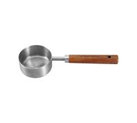 HugeDE 60 ml Stainless Steel Coffee Bean Scoop Coffee Powder Measuring Cup Long Handle Scoops Loose Tea Sugar Spoon Spice Measure Spoons Cups with Wooden Handle Silver
