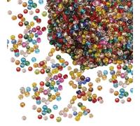 HugeDE About 5000 Pcs 2mm Glass Seed Beads Mini Round Pony Beads Mixed Colors Beads Clear Colorful Beads Transparent Glitter Beads Cute Small Hole Beads Decorative Sparkle Beads for Decoration