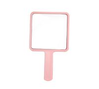 HugeDE Plastic Hand Held Mirror Square Cosmetic Hand Mirror Large Cute Mirror Travel Makeup Mirror Portable Mirror with Handle Pink